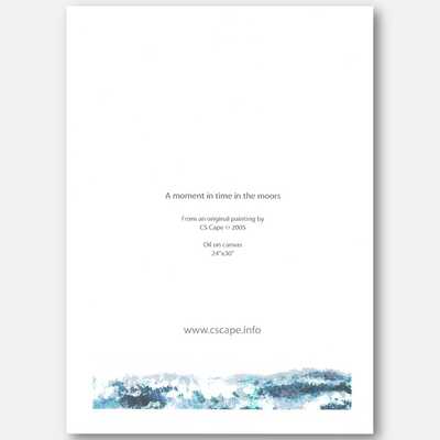 Back of the greeting card entitled A moment in time over the moors