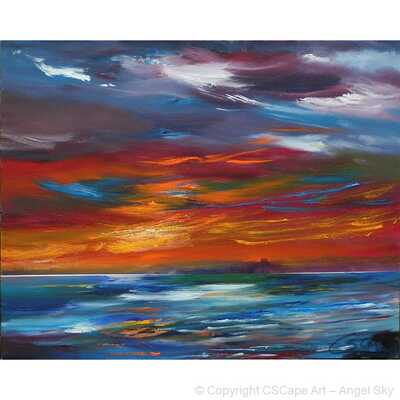 Painting of vibrant sky over sea by CSCape