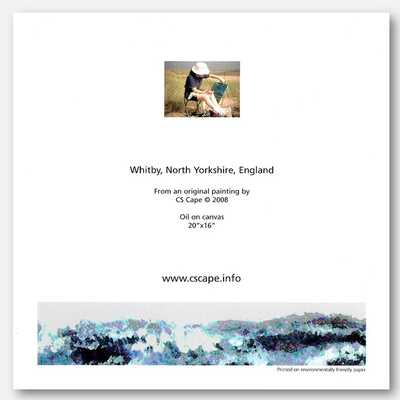 Back of greeting card entitled Whitby by artist CSCape