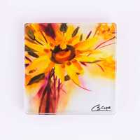 Sunflower awakening glass coaster