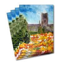 Four greeting cards of the painting Durham Cathedral in bloom