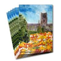 Six greeting cards of the painting of Durham Cathedral in bloom