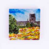 Glass coaster of Durham Cathedral in bloom