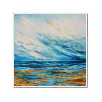 Ceramic coaster of the painting Ebb tide - the tide of the sea on the sandy beach