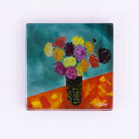 Glass coaster of Flowers in a vase