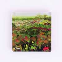 Glass coaster of the close up of the painting Heathlands