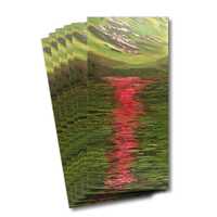 Six greeting cards of the painting In the beginning 3 - Green sky, mountain and lake with a pink sun peeping through and shining on the lake