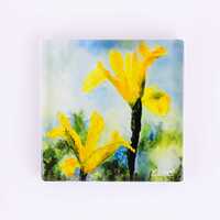 Glass coaster of Irises in the sunshine