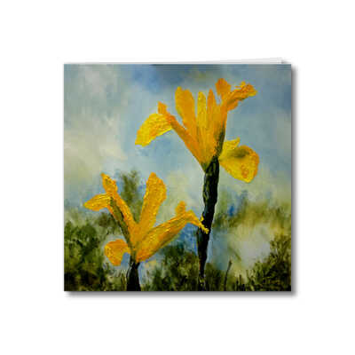 Greeting card of the painting Irises in the sunshine