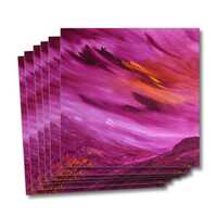 Six greeting cards of the oil painting 'Moorland vale' - purple sky and landscape with an orange sun peering through