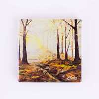 Glass coaster of the painting At the end of a golden day