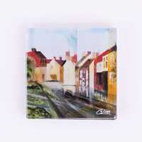 Glass coaster of the painting Greatham of the rain