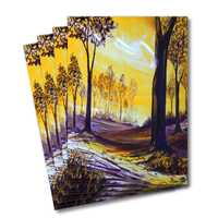 Four greeting cards of the painting In to the golden glade
