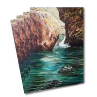 Four greeting cards of the painting Through the rocks