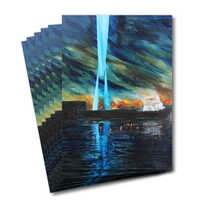 Six greeting cards of the painting Transporter bridge at night
