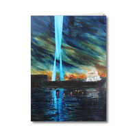 Greeting card of the painting Transporter Bridge at night