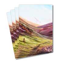 Four greeting cards of the painting Trekking