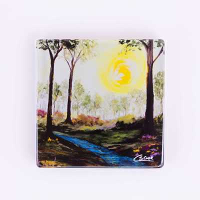 Glass coaster of the painting Tumbling Waters II