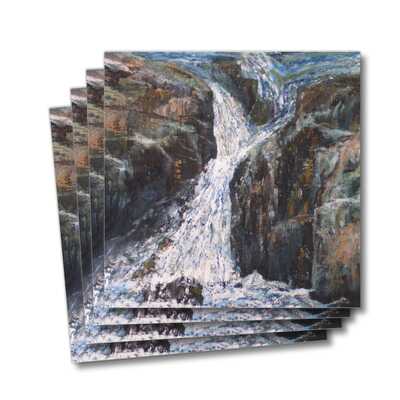 Four greeting cards of the painting Waterfall